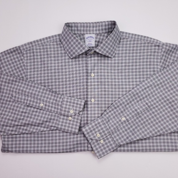 Brooks Brothers Slim Fit Shirt 17 32/33 Gray Check - Picture 8 of 8